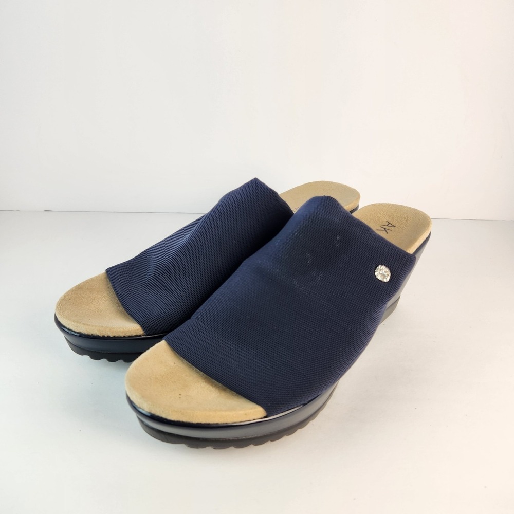 Anne Klein Women's Rellin‎ Wedge Navy Blue Sandals Size 9